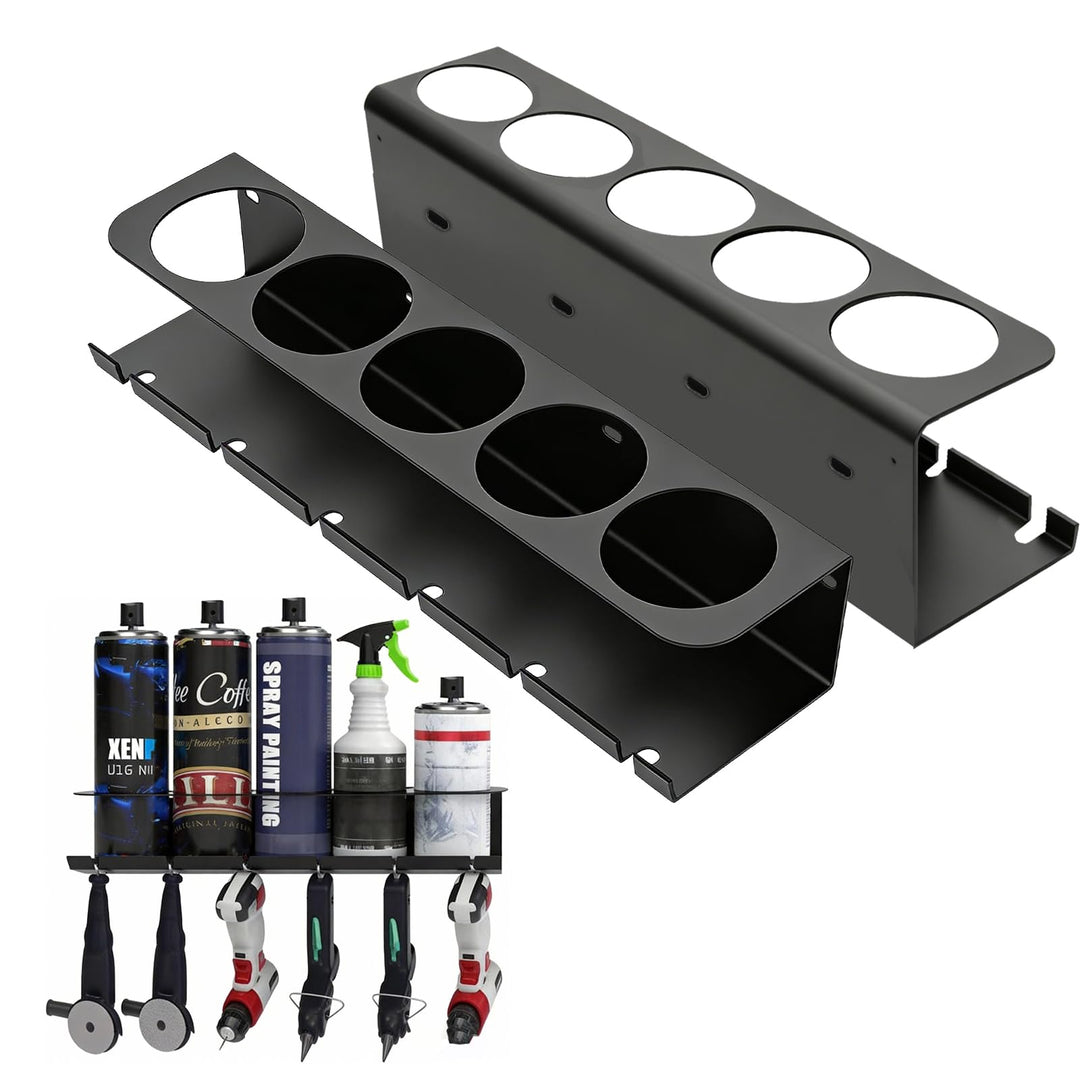 Heavy-Duty Steel Aerosol Spray Can Holder Rack - 2 Pack | Wall Mounted Organizer Holds 10 Cans | Eas