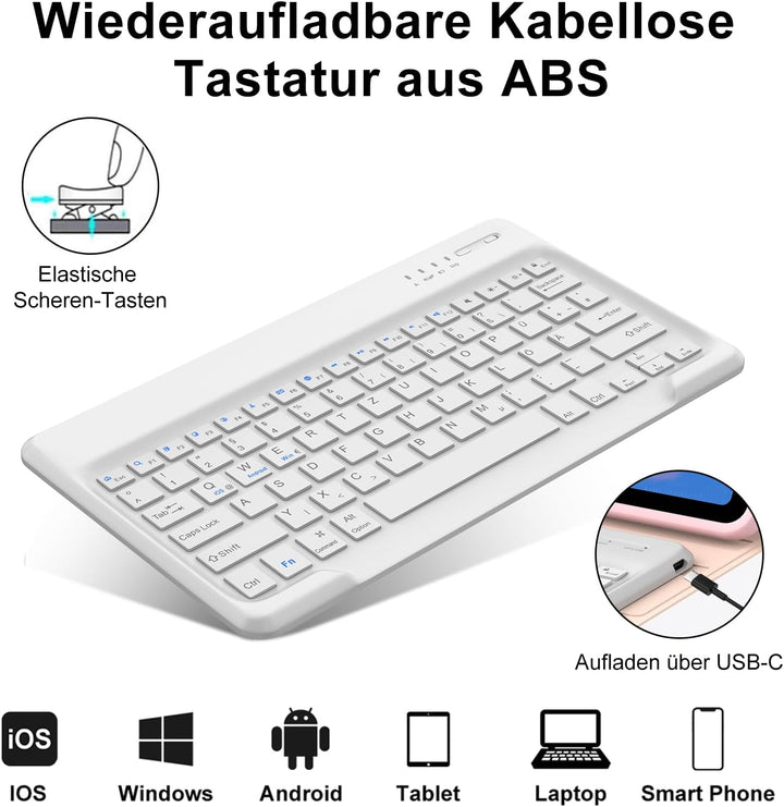 Hülle Beleuchtete Tastatur für Air 13 Zoll (2025/2024) M3/M2, QWERTZ Magnetisch Abnehmbare Keyboard