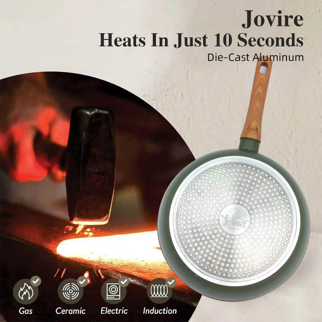 24cm Keramik-Antihaft-Bratpfanne mit Holzgriff - Aluminiumpfanne für alle Herdplatten, PFOA PTFE-fre