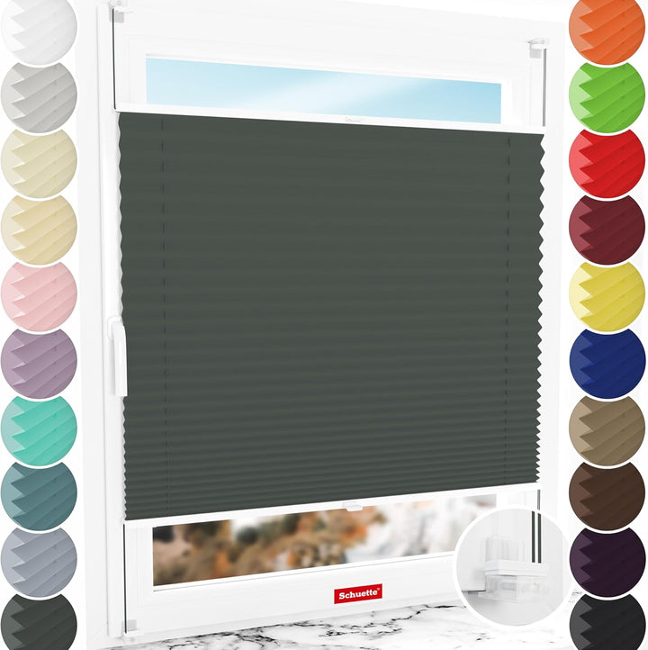 Schuette® Plissee ohne Bohren ● Thermo Kollektion: Before Storm (Grau) ● 20x80cm (Breite x Höhe) ● S