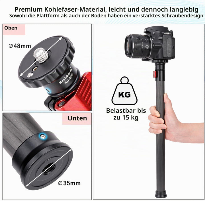 Koolehaoda Stativverlängerung, Mittelsäulenverlängerung 70cm Stativverlängerungsrohr aus Carbonfaser