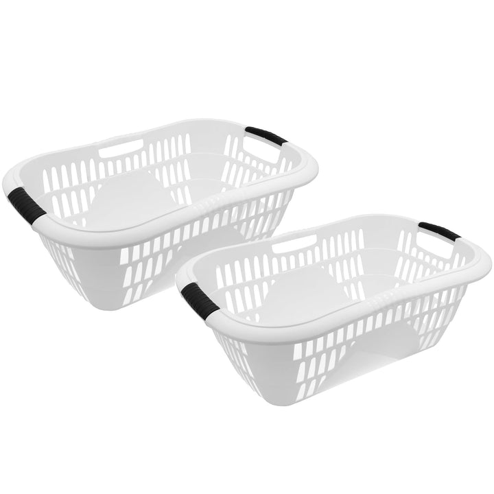 HRB 2er Set Wäschekorb Plastik weiss, 40L Wäsche Box Volumen, Wäschesammler mit 59,5 x 40 x 23 cm Au
