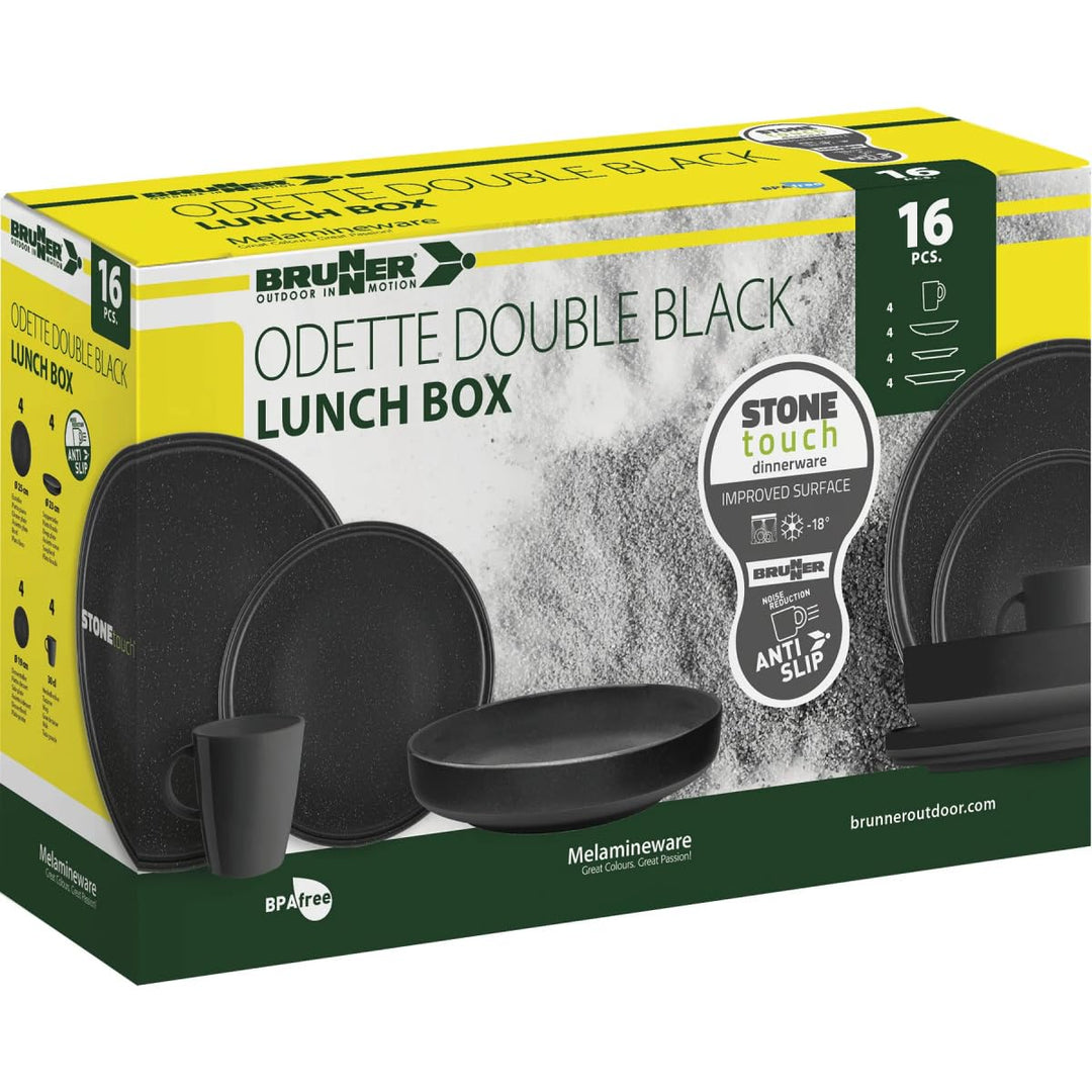 Brunner - Campinggeschirr "Lunch Box Odette Double Black" 16-teilig