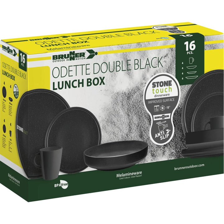 Brunner - Campinggeschirr "Lunch Box Odette Double Black" 16-teilig