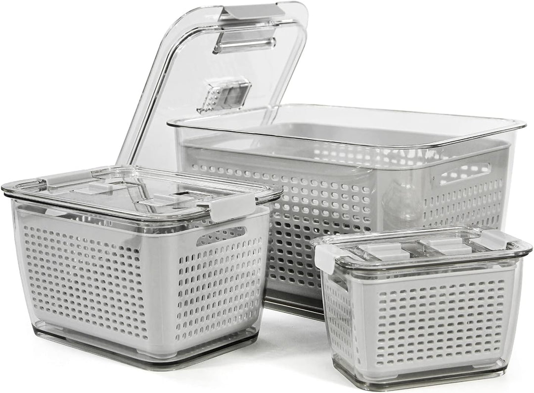 Spesh Frischhaltedosen Set Kühlschrank Organizer Vorratsdosen 3er-Set (0,5L+1,7L+4,5L) Kunststoff Kü