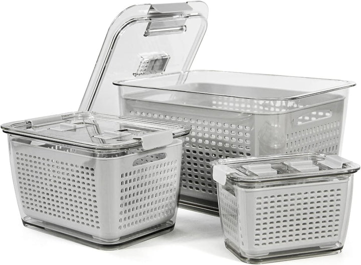 Spesh Frischhaltedosen Set Kühlschrank Organizer Vorratsdosen 3er-Set (0,5L+1,7L+4,5L) Kunststoff Kü
