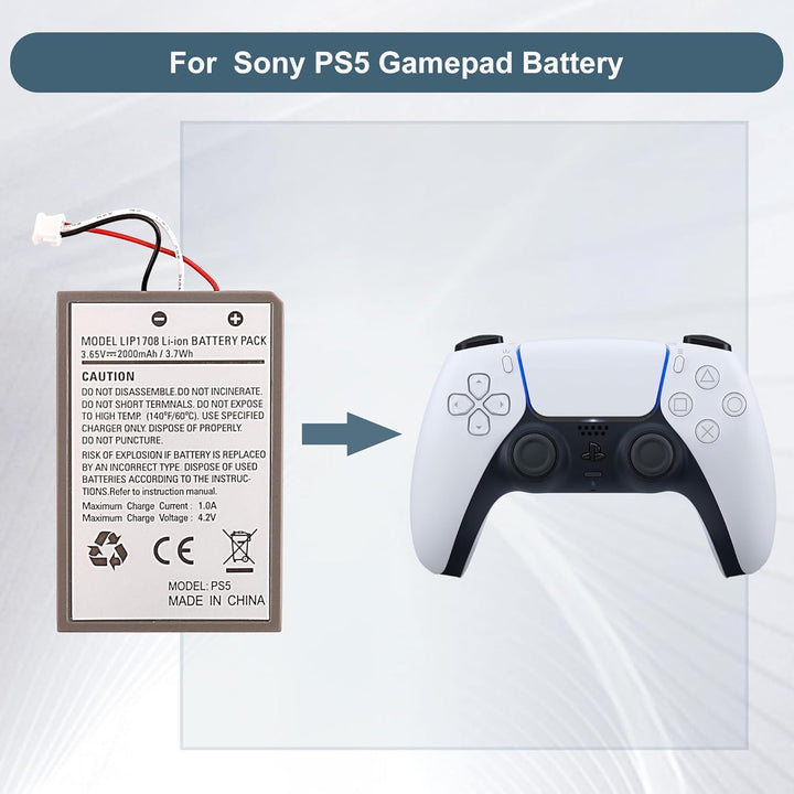 Ersatzakku LIP1708 Kompatibel mit Sony PS5 Gamepad Battery Replacement Handle Controller Duelsense