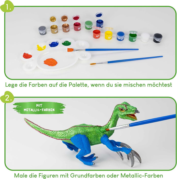 BONNYCO Dinosaurier Spielzeug Malset 16 Figuren. Dino Bastelset Kinder Spielzeug sie leuchten im Dun