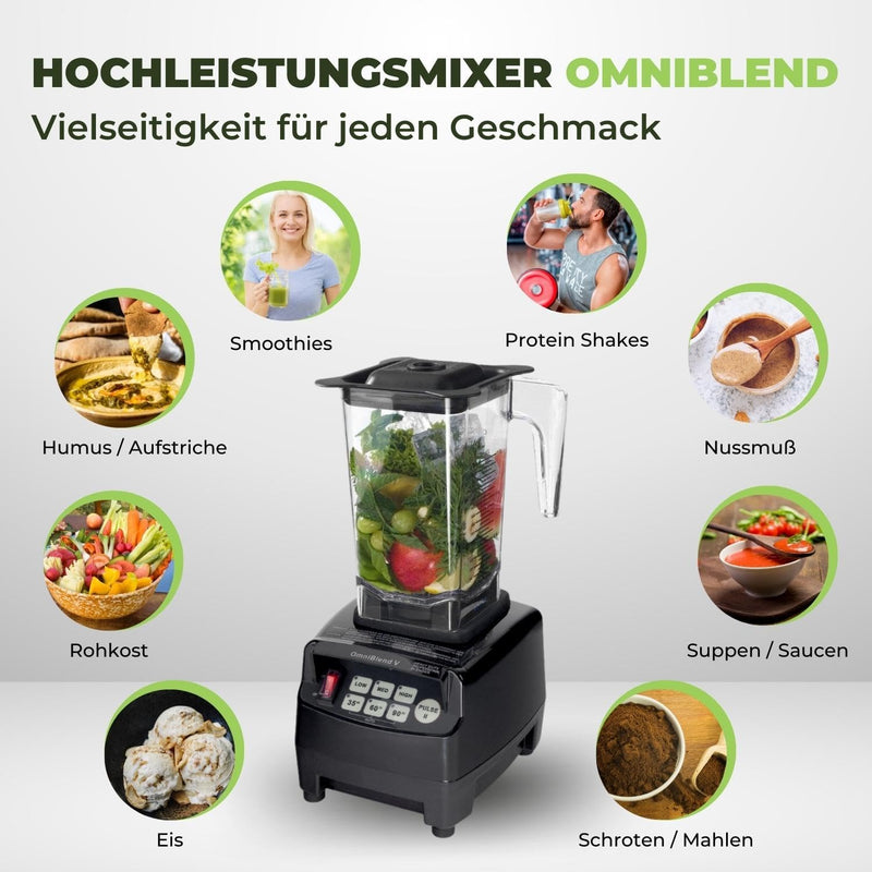 OmniBlend Smoothie Maker 1,5L in schwarz I Smoothie Mixer inkl. BPA-freiem Behälter & 6-Klingen-Syst