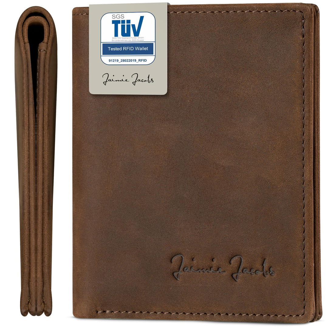 Jaimie Jacobs SLIMSTAR Geldbeutel dünne Geldbörse Leder Slim Wallet Hochformat Herren (Büffelleder D