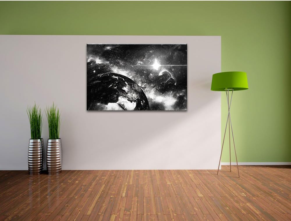 Pixxprint die Erde von Oben bei Nacht Kunst als Leinwandbild/Grösse: 100x70 / Wandbild/Kunstdruck/fe