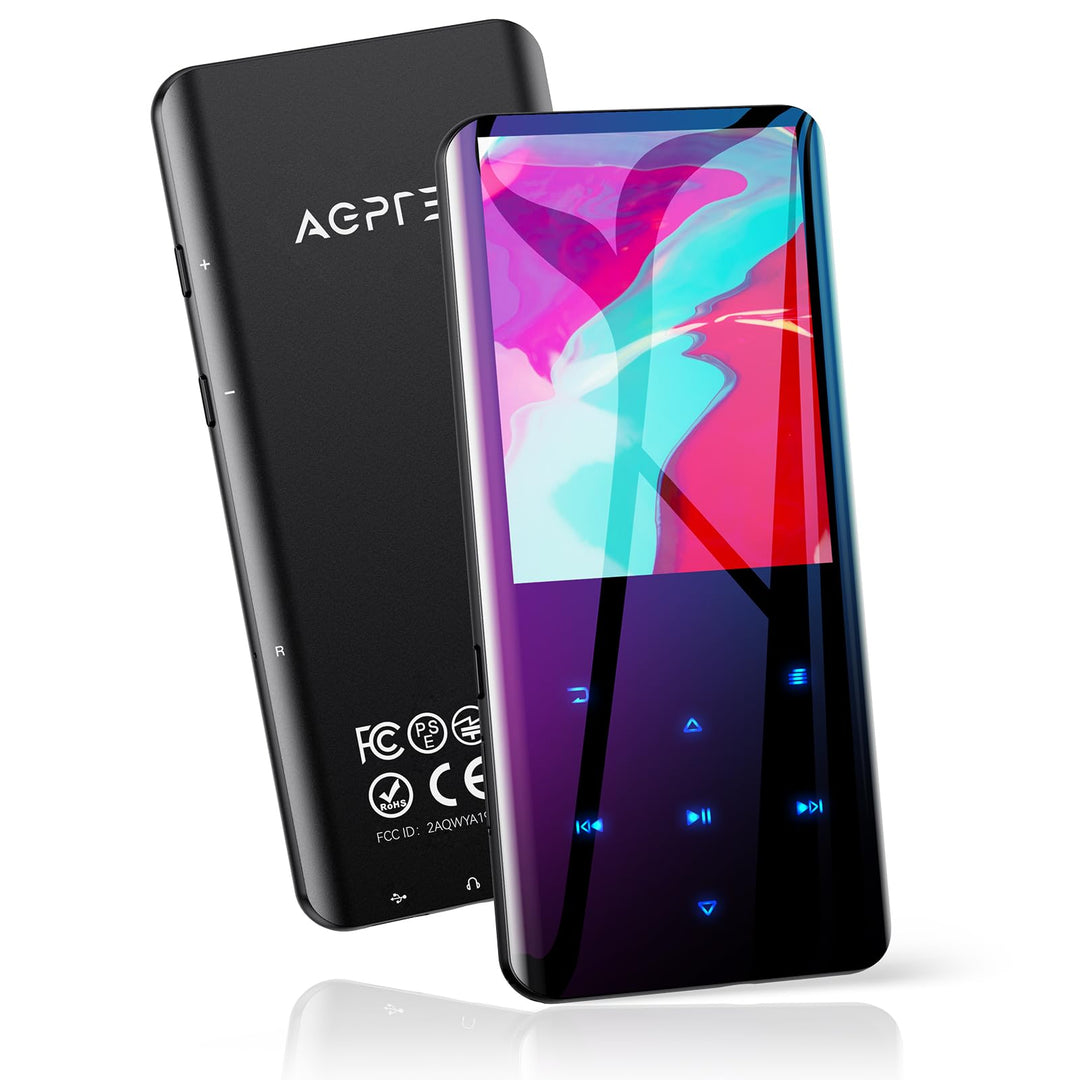 AGPTEK 64GB MP3 Player Bluetooth 5.3 mit 2,4 Zoll TFT Farbbildschirm, HiFi Musik mit Lautsprecher, T