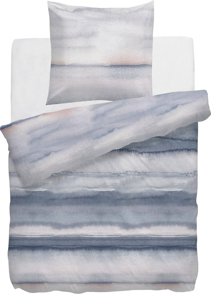 HNL Wendebettwäsche Satin blau-grau Grösse 135x200 cm (80x80 cm)