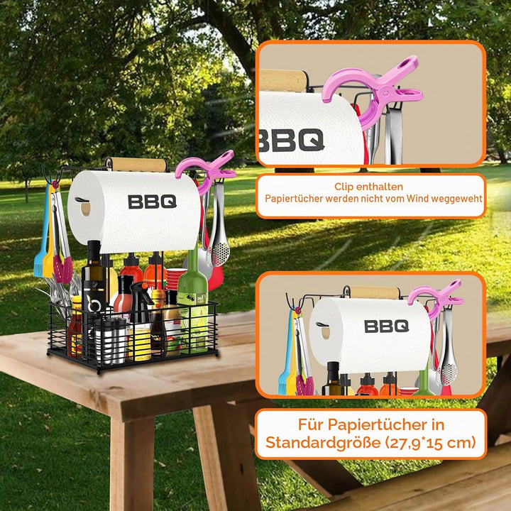 Grill Caddy, BBQ Caddy for Outdoor Grill, Picnic &amp; Camping Accessories, Outdoor Kitchen Accessories
