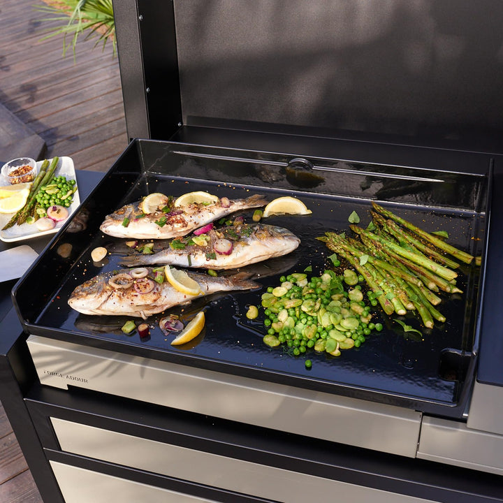 FORGE ADOUR Zubehör Grillplatte Trolley Premium Stahl geschlossen schwarz und hellgrau 60