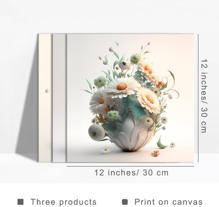 Piy Painting Leinwandbilder Blumen in einer Vase bilder 3er 30x30cm Leinwand Wandbilder Mit eingebau