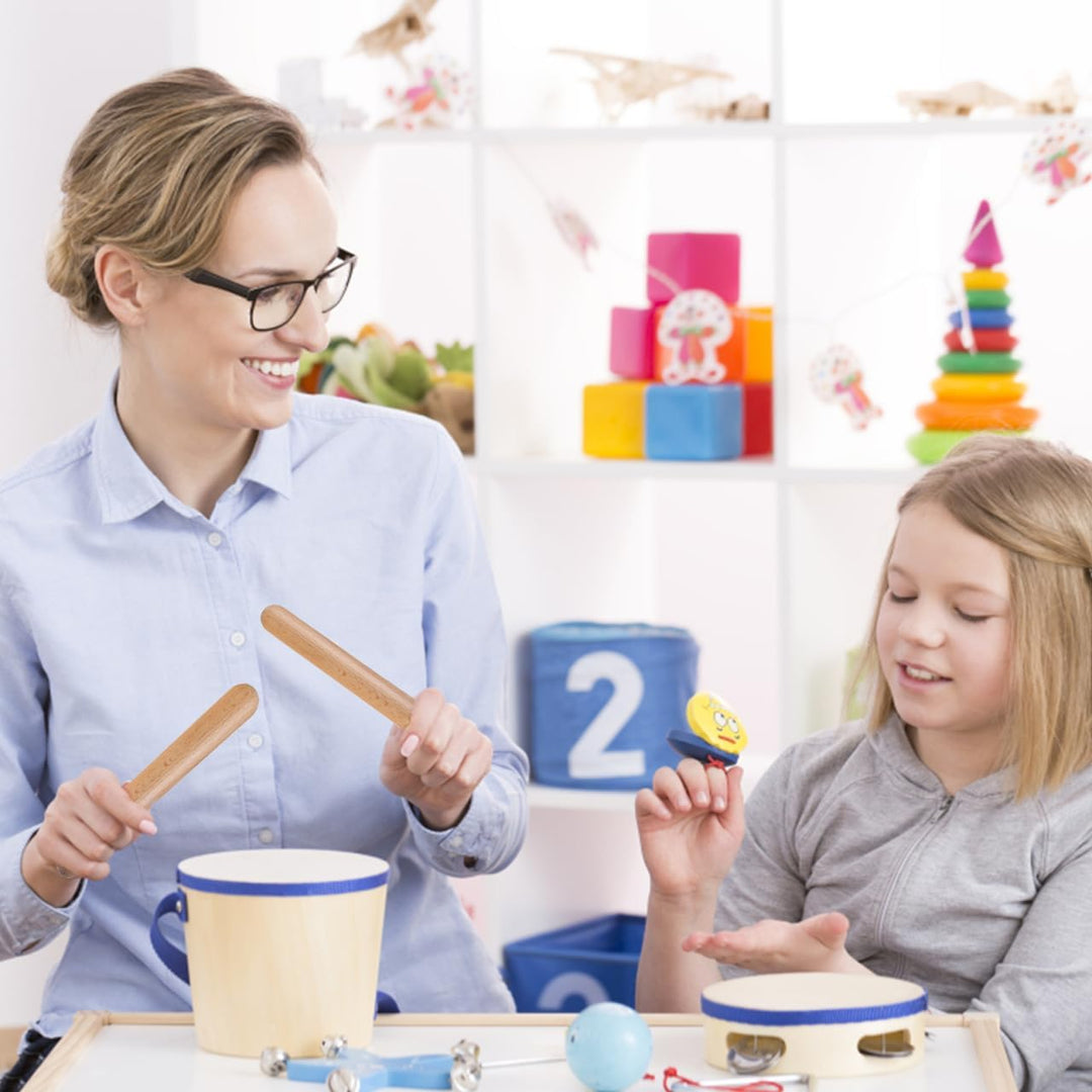 4 Stück Holz Musikinstrumente Set Für Kinder – Rassel-Eier Und Klanghölzer Perfekt Für Rhythmusspiel