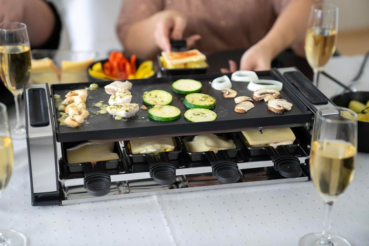 Unold 48730 Raclette Finesse Basic Raclette-Grill für 8 Personen, wendbare Antihaft-Grillplatte, ele