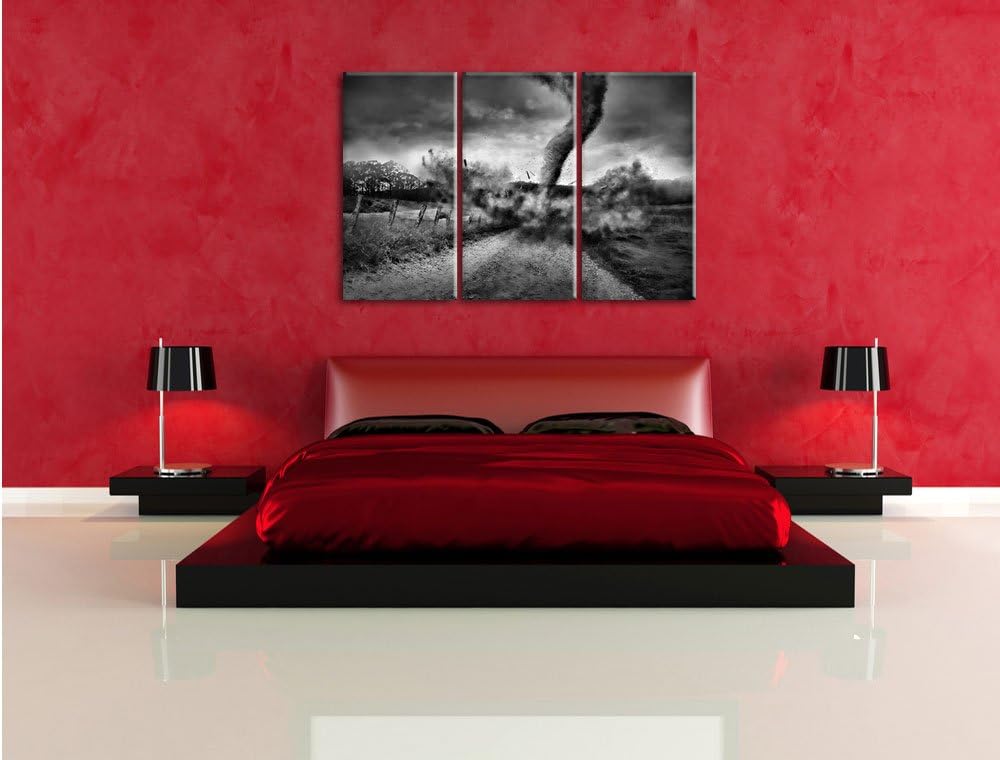 Pixxprint Tornado als Leinwandbild/Grösse: 3 Teilig (120x80 cm) cm/Wandbild/Kunstdruck/fertig bespan
