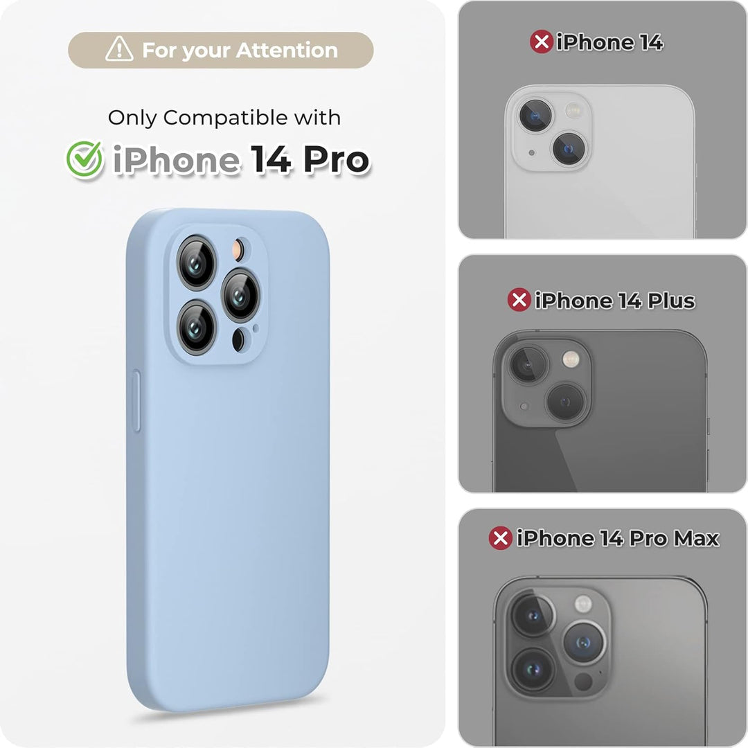 GOODVISH 3 in 1 Hülle Kompatibel mit iPhone 14 Pro - mit 2 Stück Schutzfolie | Liquid Silikon Handyh