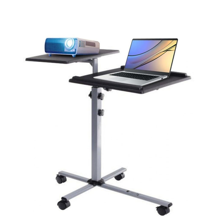 Techly 101485 Wagen für Projektor und Notebook, mit Zwei Ebenen, höhenverstellbar, Schwarz