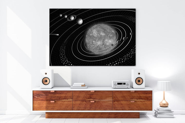 deyoli unser Sonnensystem Format: 80x60 Effekt: Schwarz&Weiss als Leinwandbild, Motiv fertig gerahmt