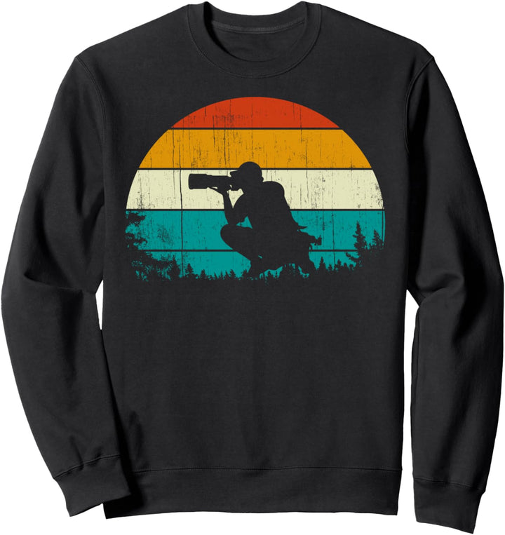 Vintage Retro Style Pine Tree Cameraman camera photography Sweatshirt