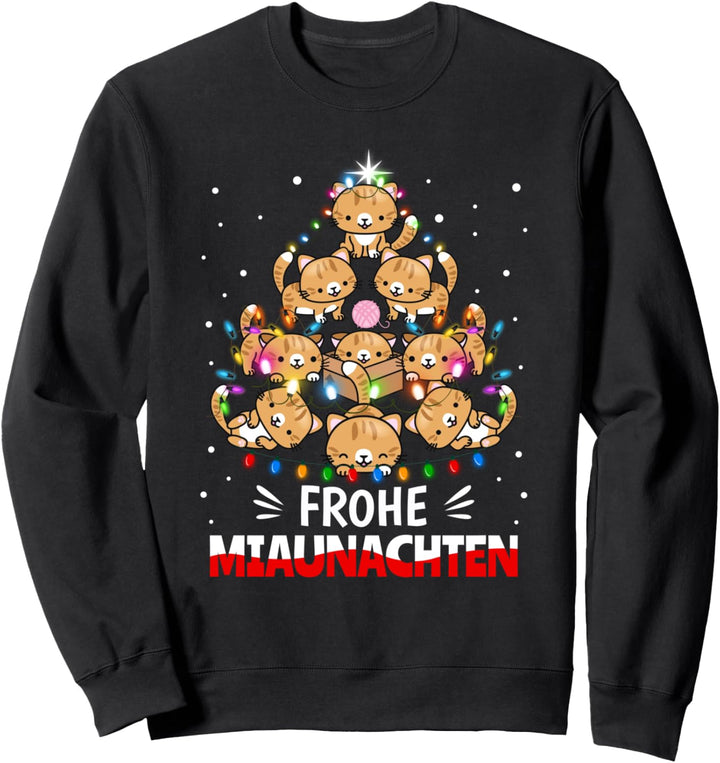 Weihnachtsoutfit Damen Mädchen Weihnachten Katze Katzen Sweatshirt