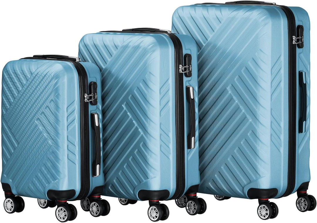 Zelsius Koffer Set 3 Stück, Stahlblau | ABS Hartschalenkoffer mit Zahlenschloss, Doppelrollen und In