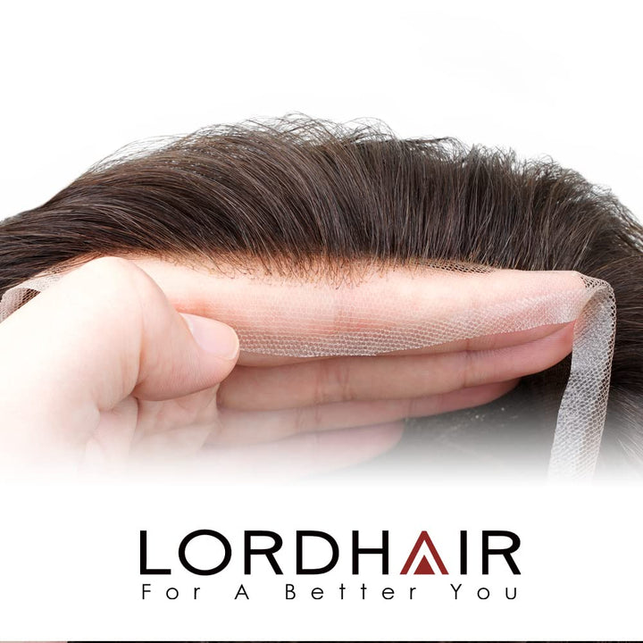 Lordhair Toupet Human Hair Herrenperücke, Französische Spitze Webart, 20 x 25 cm, Leichtes Haarersat