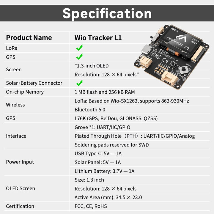 Wio Tracker L1 Board mit 3000mAh Akku und Gehäuse Set – SX1262 nRF52840 Kit für AR duino Meshtastic