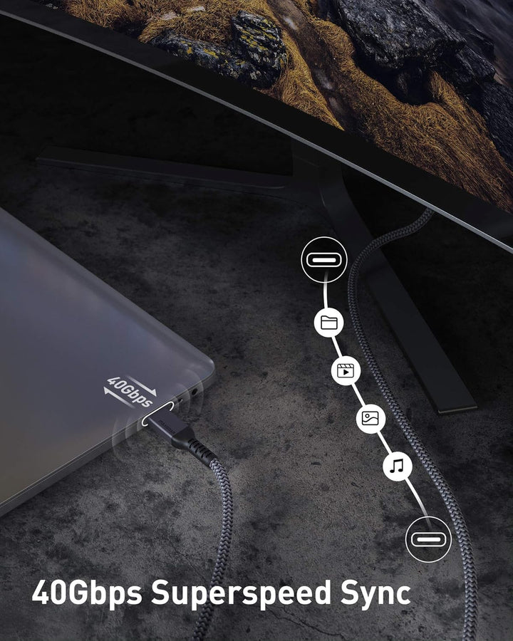 Maxonar Thunderbolt 4 Kabel 1m/40Gbps, TB4 USB C 4.0 Kabel Unterstützt 1x8K 60hz oder doppelten 4K60