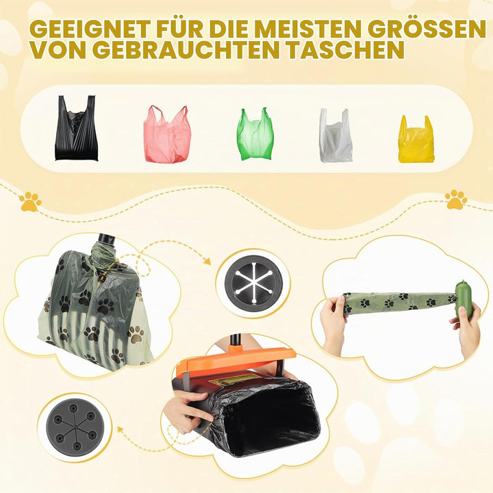 Faankiton Hundekotschaufel Schwenkbehälter Rechen Spaten, Drehbarem Hundekotsammler Hundekotpicker,