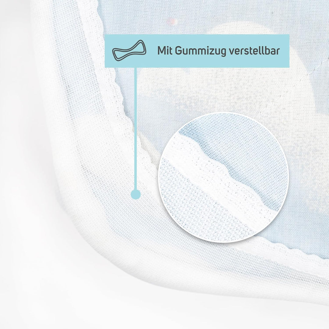 Matratzenschoner aus Baumwolle für Babykrippe | 50 x 80 cm | Wasserdicht | Atmungsaktiv | mit Gummi