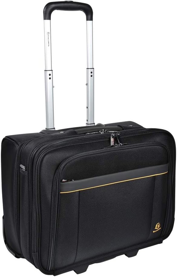 Exacompta 18534E Premium Reisetasche Exatrolley mit 4 Hauptfächern vielen Innentaschen 2 USB Anschlü