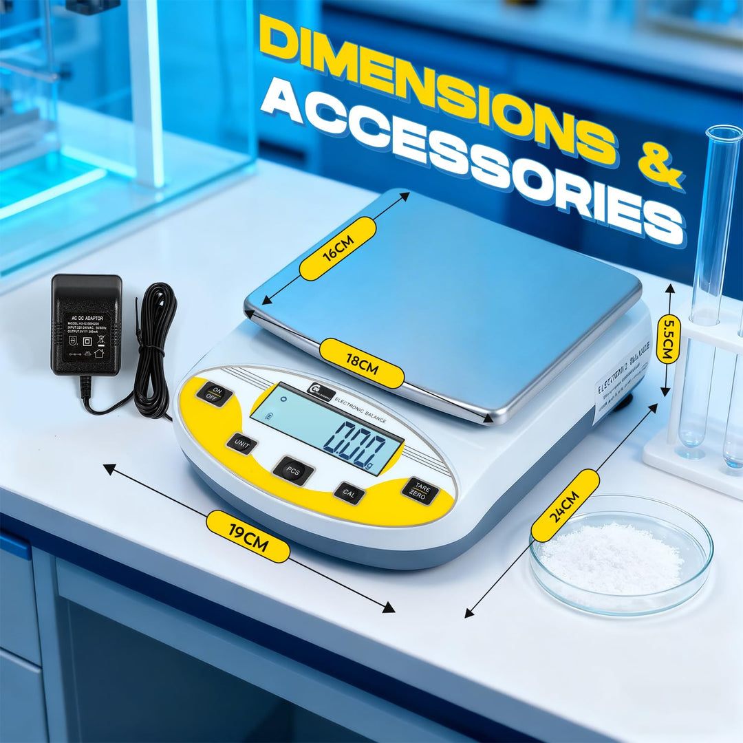 CGOLDENWALL Laborwaage durch Präzise Kalibrierung mit 5000g,0.01g Genauigkeit Digitale Analytische E