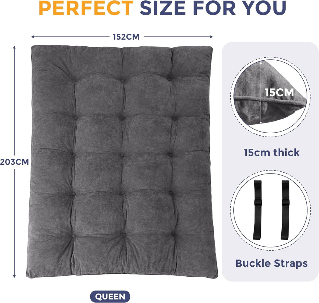 MAXYOYO Futon Matratze, Chenille-Stoff, 15cm Dick Bodenmatratze Verwendbar als Schlafsofa, Geknöpft