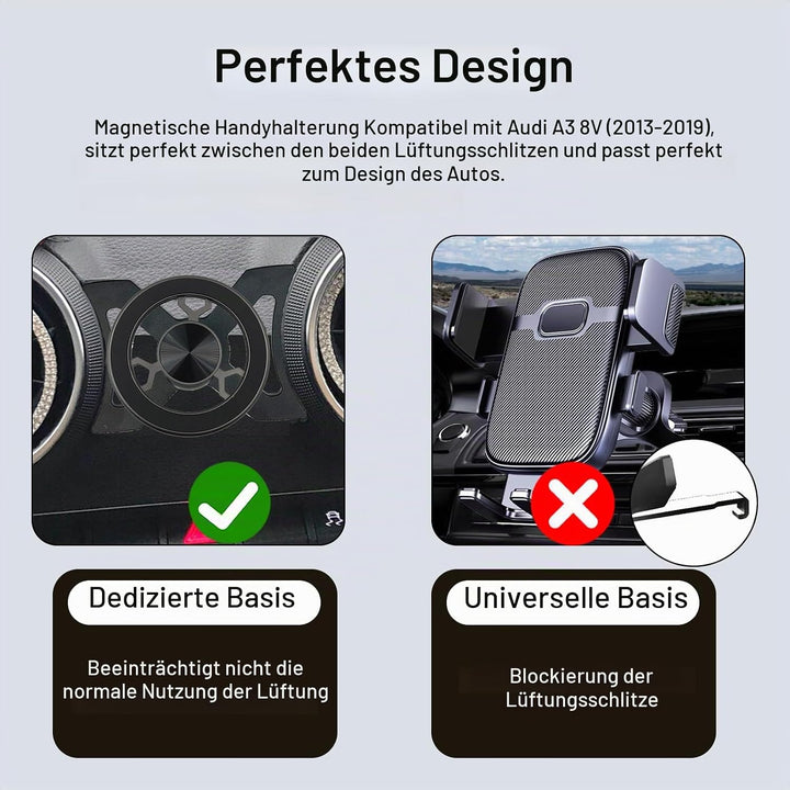 Magnetisch Kfz Handyhalterung Kompatibel mit Audi A3 8V 2014–2019 Universelle Halterung 360 Grad Dre