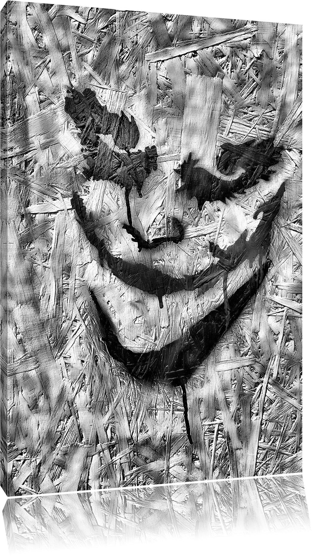 Pixxprint Böser Clown Gesicht als Leinwandbild/Grösse: 100x70 cm/Wandbild/Kunstdruck/fertig bespannt
