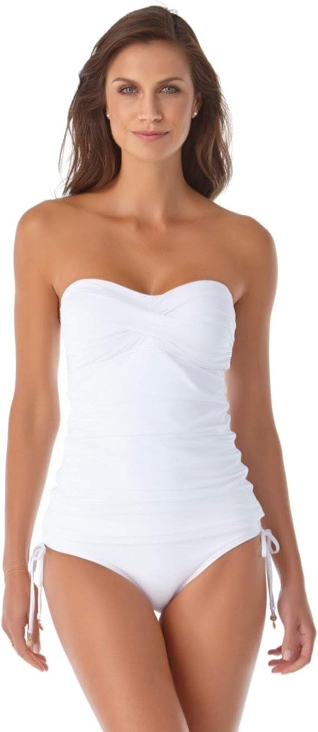 Anne Cole Damen Bandeau Gedrehter Vorderseite Tankini-Oberteil L Weiss, L Weiss