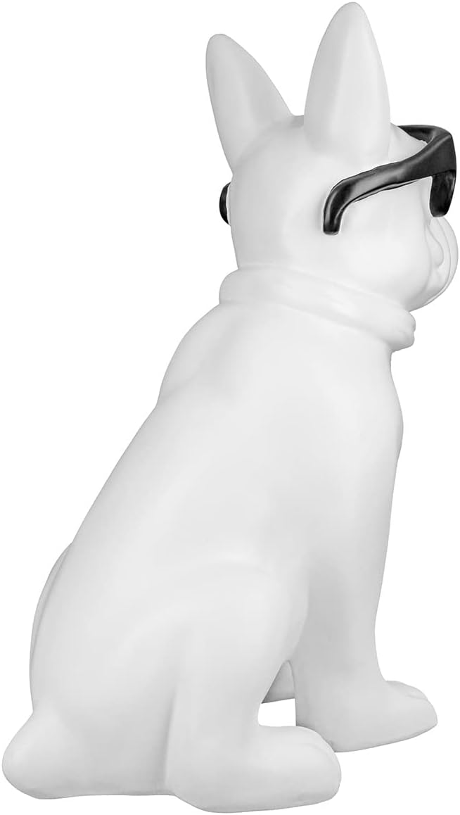 Casablanca Figur Skulptur Hund - Mops sitzend - weiss mit schwarzer Brille - Breite 29 cm Höhe 35 cm