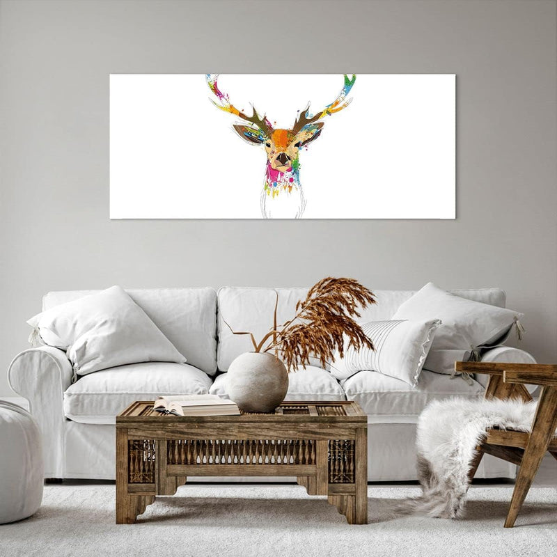 Wandbilder Dekoration Wohnzimmer Deer fantasie Graffiti Grafik Panorama Bilder auf Leinwand 120x50cm