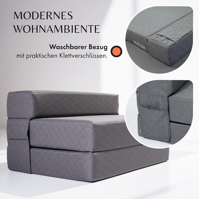DYNMC you Schlafsofa für 2-140x200x20 cm Gästebett Klappbar - Test SEHR GUT - Klappmatratze Mittel H