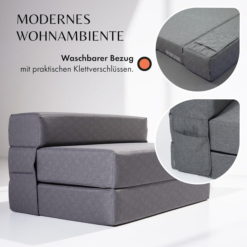 DYNMC you Schlafsofa für 2-140x200x20 cm Gästebett Klappbar - Test SEHR GUT - Klappmatratze Mittel H