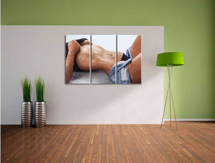 Pixxprint Sexy Frau mit schönem Körper als Leinwandbild/Grösse: 3 Teilig (120x80) cm/Wandbild/Kunstd
