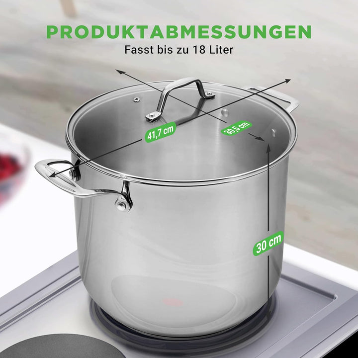 NutriChef NCSP20 Edelstahl-Suppentopf – 18/8 lebensmittelechter Edelstahl, strapazierfähig, Induktio