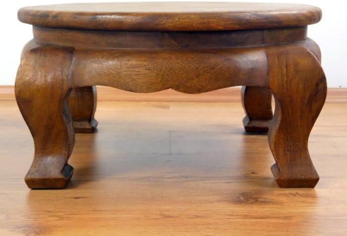 livasia Runder Opiumtisch, Beistelltisch aus Massivholz, Couchtisch, Nachttisch Braun 50cm, Braun 50