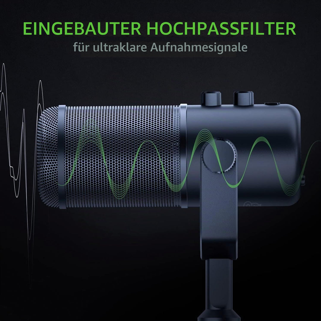 Razer Seiren Elite - USB Kondensator-Mikrofon für Streaming (Kompakt mit integriertem Schockdämpfer,