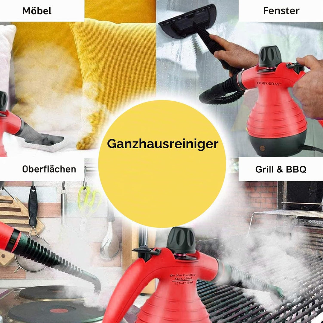 Comforday Hand Dampfreiniger Handgerät, Tragbare Mehrzweck-Dampfreiniger mit 12 Zubehörteilen zum En