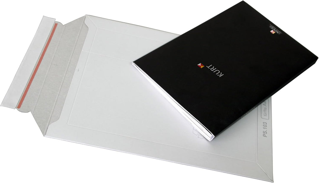 Versandtaschen weiss ungestrichen Vollpappe weiss Karton DIN A3 - flach:455x320mm / aufgestellt 440x